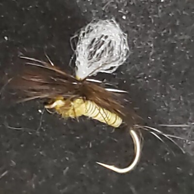 BLUE WING OLIVE SIZE 16 PARACHUTE LOOPWING HAND TIED FRONTIER FISHING FLIES