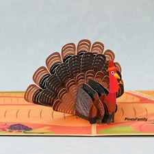 T21-3D Pop Up Happy Thanksgiving Turkey Greeting Card