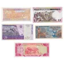 5 Banknote Set | Farming | Harvesting | Corn | Cotton | Banana | Tea | Rice