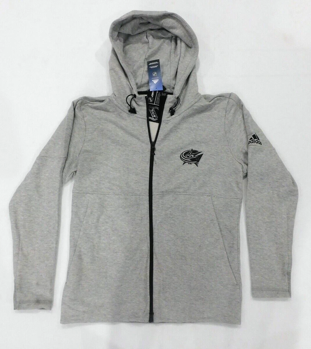 Adidas Columbus Blue Jackets Gray Stadium ID Full Zip Hoodie 698FA MCF Sz Medium