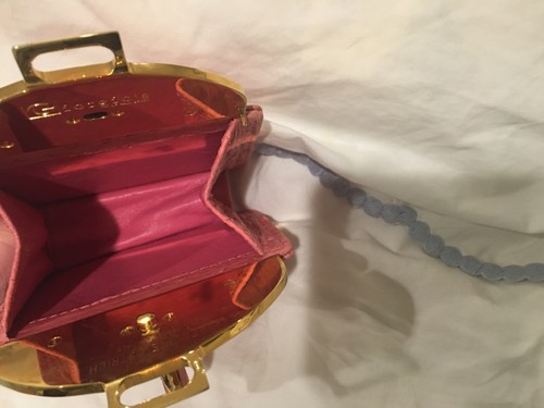Giorgio Palm Beach pink ostrich gold evening small bag - Picture 6 of 8