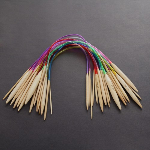 18 Pairs Bamboo Wooden Knitting Needles Weaving Tools Kits Length 40cm for Knit