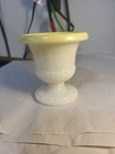 Vintage White Milk Glass Pedestal Small 3" Votive Candle Holder w Yellow Inside