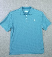 Johnnie-O Prep-Performance Mens Polo Shirt Golf Aqua Striped Sz XL 2016 All Star