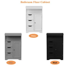 3 Colors Bathroom Storage Floor Cabinet Organizer with Adjustable Shelf & Drawer