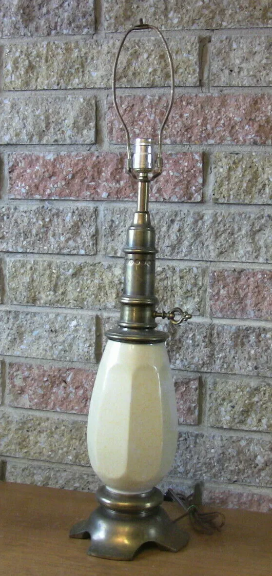 Vintage Stiffel Table Lamp Brass Ceramic For Parts or Restore