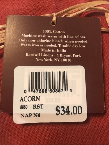 Bardwil Linens Acorn And Leaf Fall Rust Colored 19 X 19 Cotton Napkins Set Of 4 - Picture 5 of 9