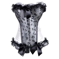 Women's Clothing White Sexy Steel Boned Lace up Corset Bustier Shapewear S