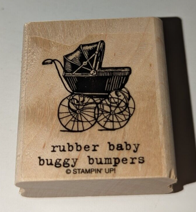 Stampin' Up Puns From the Past RUBBER BABY BUGGY BUMPERS Wood Mount