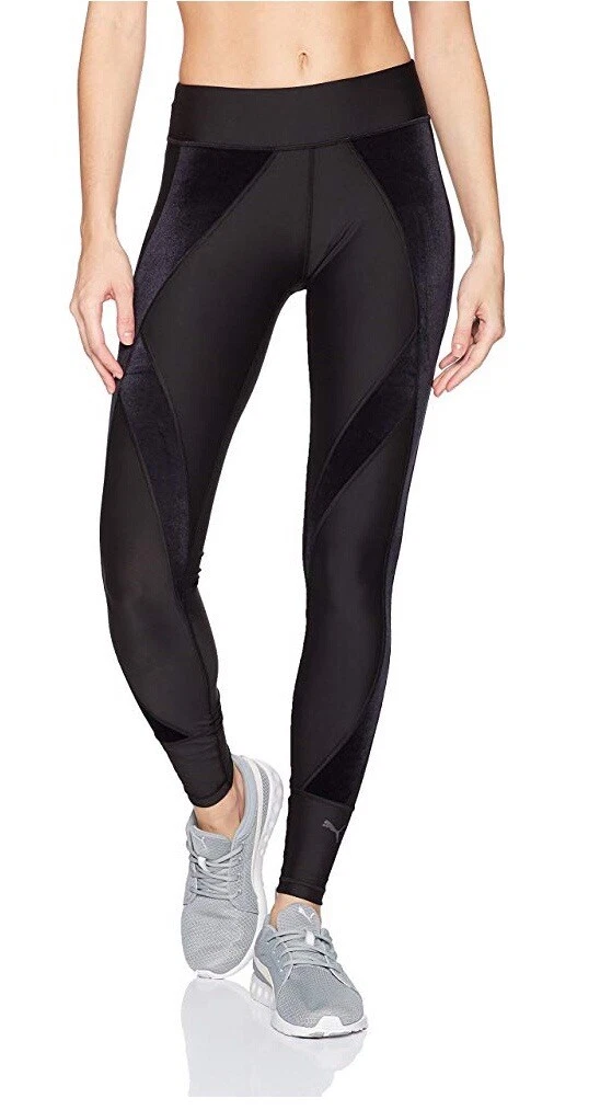 Women's PUMA Explosive Tight Velvet Leggings Black NWT YOGA RUNNING PANTS