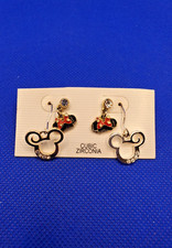 Disney Mickey Mouse Silver Plated Rhinestone Hook Earrings Cubic Zirconia
