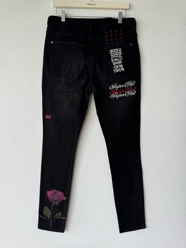 Ksubi mens denim jean jeans van winkle 32 black pixel rose supernet red - Picture 5 of 8