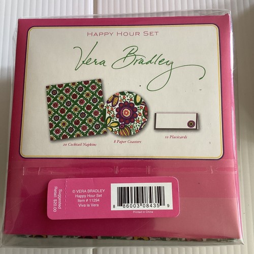 Vera Bradley HAPPY HOUR SET & PLATES Viva La PAPER Napkins, Coasters, Placecards - Picture 3 of 6