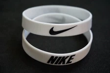 1X Nike Silicone Wristband Bracelet 1/2" White Black New USPS Fast Shipping