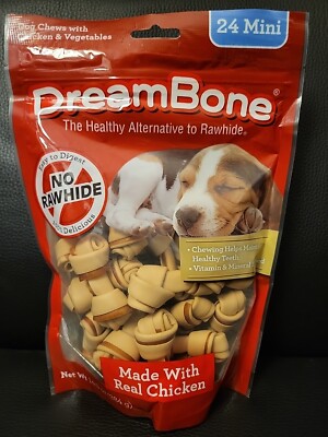 DreamBone 24ct Mini Dog Chews  Made W/Real Chicken & Vegs For Healthy Teeth New