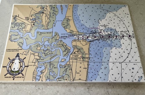 VTG Nautical Chart Amelia Island FL & Surrounds Laminated Placemats Set Of 6 - Picture 6 of 6