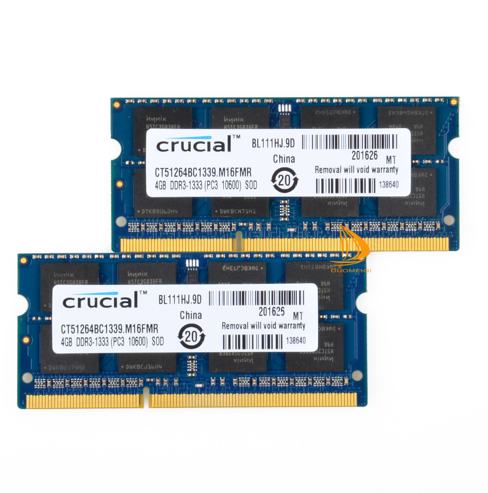 Crucial 8GB RAM 2x 4GB 2RX8 PC3-10600S DDR3 SODIMM 1333Mhz Laptop