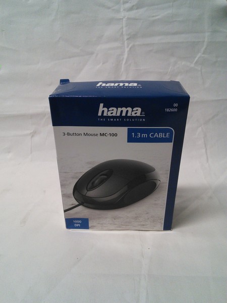 Hama MC-100 - Maus - Optisch - 3 Tasten - Kabelgebunden - Usb - Schwarz 1000 Dpi-image