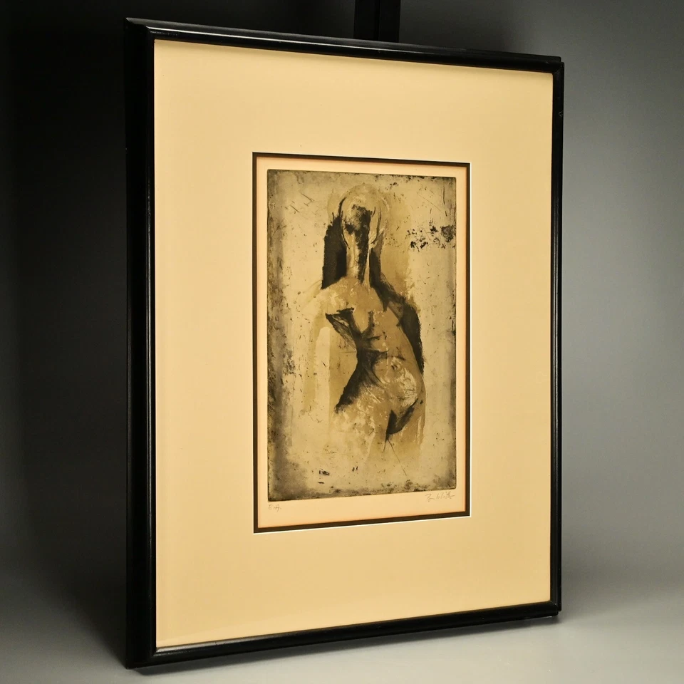 KARL BRANDSTATTER Original Vintage Firmado MCM Figura Femenina Retrato AP Grabado Foto 3 de 4