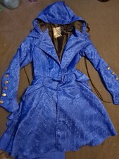 Blue Renaissance Coat Dress Small Pirate Cosplay Hooded Corset Style Back