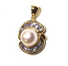 14k yellow gold Natural pearl Tanzanite gemstone cluster pendant 2.8g estate — photo 5
