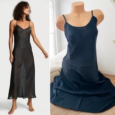 Victoria  s Secret Luxe Satin Slip Maxi Dress Night gown Black Large
