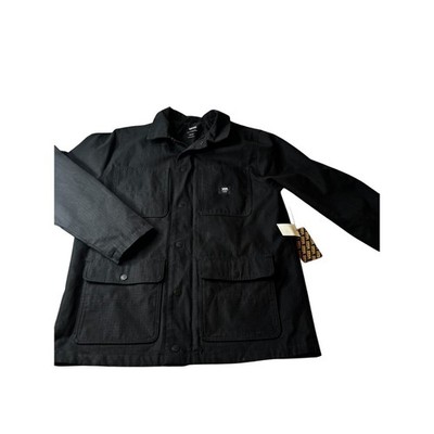 Vans Drill Chore Coat Men Size M Black Ripstop Jacket Invisible Hood VN0A3WFZBLK