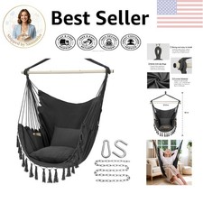 Hammock Chair Swing with 2 Cushions - Superior Comfort, Max 500 Lbs capacity