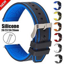 Double Color 20mm 22mm 24mm 26mm Quick Release Silicone Rubber Watch Band Strap