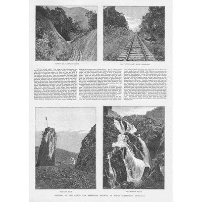 AUSTRALIEN The Cairns & Herberton Railway in North Queensland antiker Druck 1890