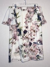 Lulus Dress Women Medium Dream Of You Ivory Multi Floral Off Shoulder Shift Mini