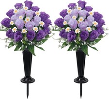 Artificial Cemetery Flowers for Grave Memorial Day Flowers for Cemetery,2Pack...