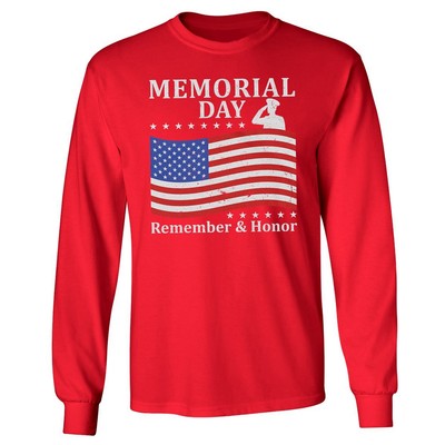 Memorial Day Tribute Usa Flag - Remember and Honor Long Sleeve Tshirt