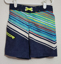 Wonder Nation Boys XS 4-5 Swim Trunks Multicolored W/ Zip Up Pocket