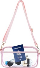 Clear Stadium Approved Crossbody Bag Pink Adjustable Strap Large See Through