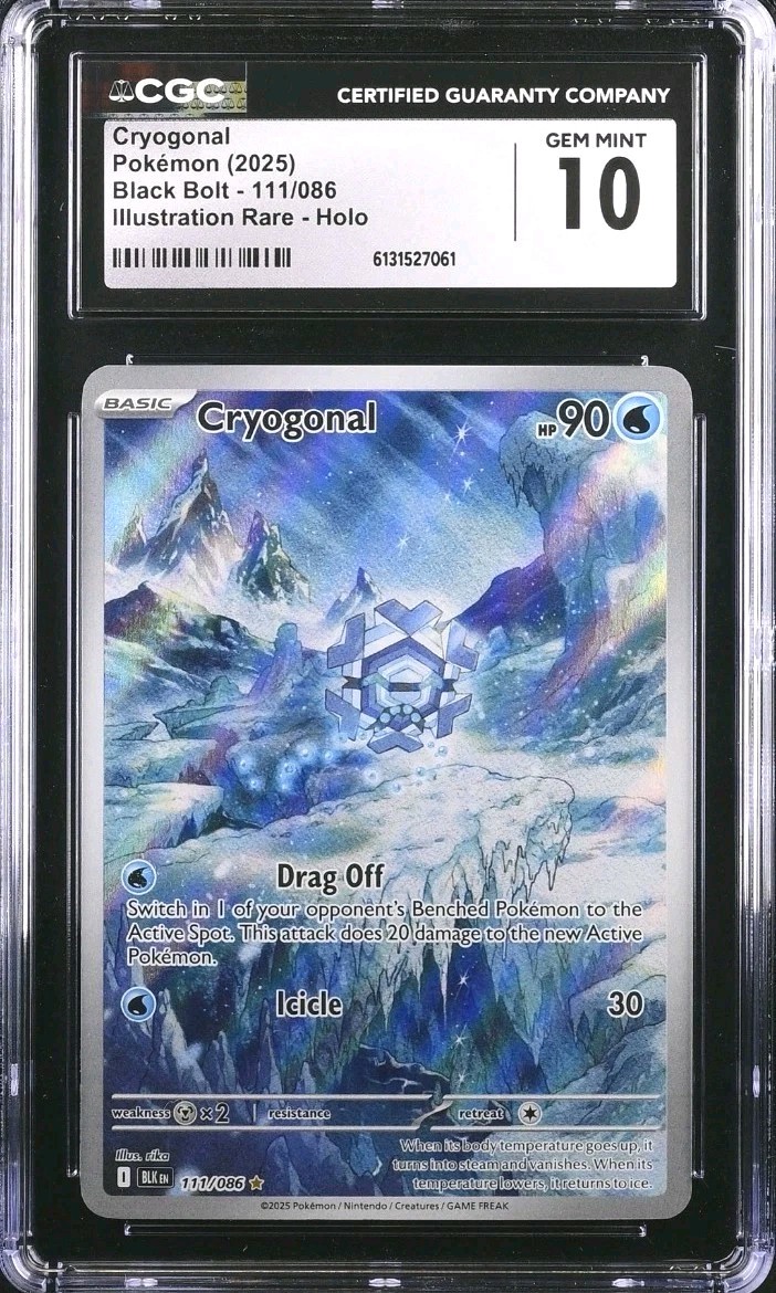 Cryogonal 111/086 Illustration Rare IR Holo Pokemon Black Bolt CGC 10 GEM MINT