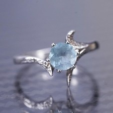 Size 5.5, vintage sterling silver 925 handmade band ring with blue topaz