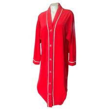 Pierre Cardin Vintage Red Velvet Woman  s Button Down Robe Union Made