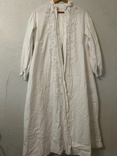 Antique Nightgown White Cotton Victorian Edwardian Handmade Eyelet L/S
