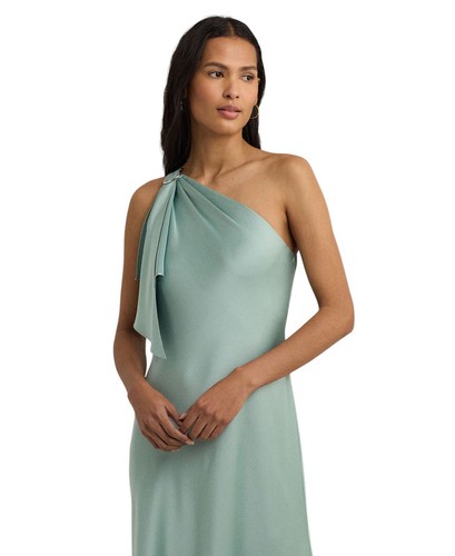 Lauren Ralph Lauren Women's One-Shoulder Satin Gown (Soft Laurel, 14) - Picture 3 of 4