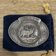 1990 Idaho Centennial Limited Edition Belt Buckle Gem State Elk