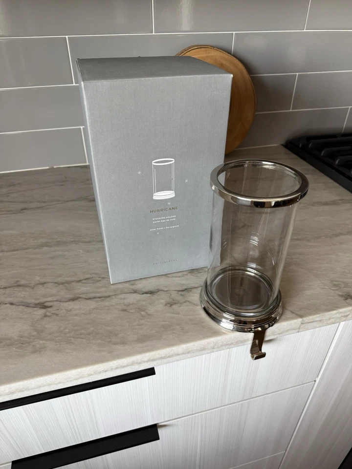 Medias votivas Pottery Barn acabado plateado huracán Navidad nuevas en caja Foto 4 de 4