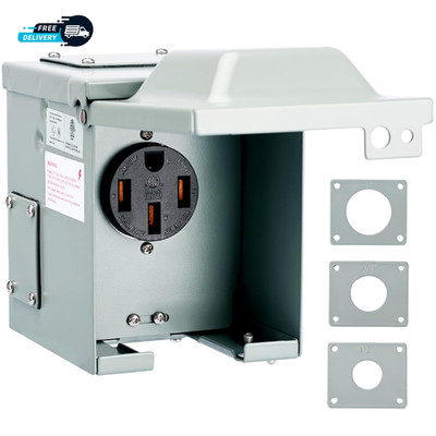 50 Amp 125/250 Volt RV/EV Power Outlet Box Enclosed Lockable Weatherproof.
