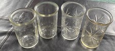 Vintage Jelly Jars 2 Anchor Hocking Starburst & 2 Unbranded With Diamond Pattern