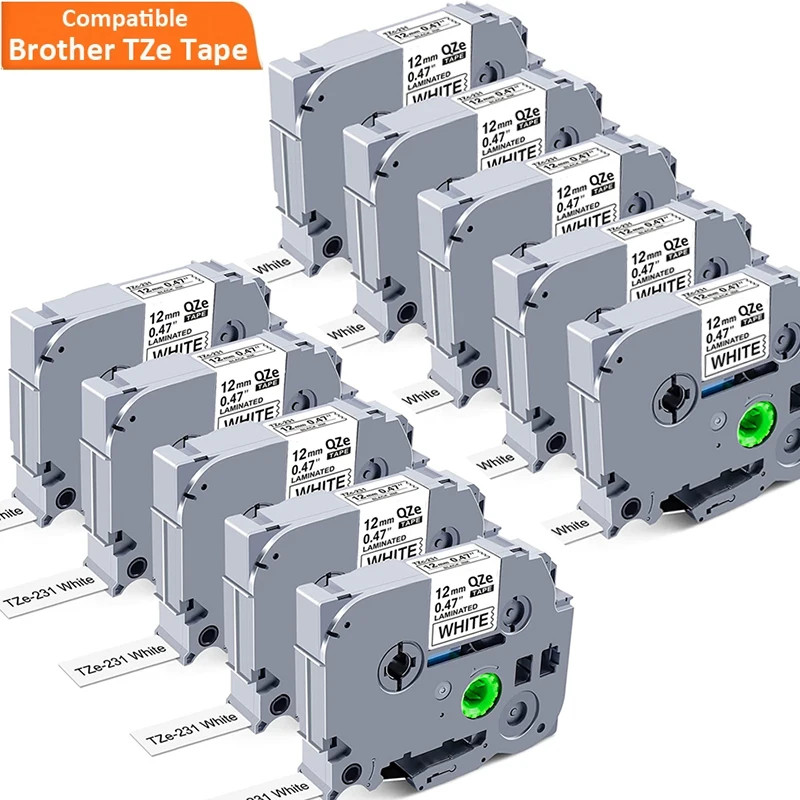 5pk TZE-231 12mm Label Tape Compatible with Brother PTH110, PTD600 Printers