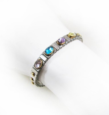 Stunning Vintage Nomination Stainless Steel & 18K Solid Gold Jeweled Bracelet