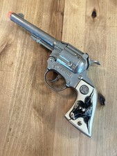 VTG 50s HUBLEY Toys WESTERN Cap Gun Cowboy Toy Black Steer White Grips WORKS