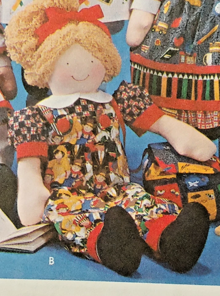 Simplicity 7284 Stuffed 22" Doll w/ Dresses, Pinafore, Shirt, Slip Pattern Uncut - Image 4 of 4