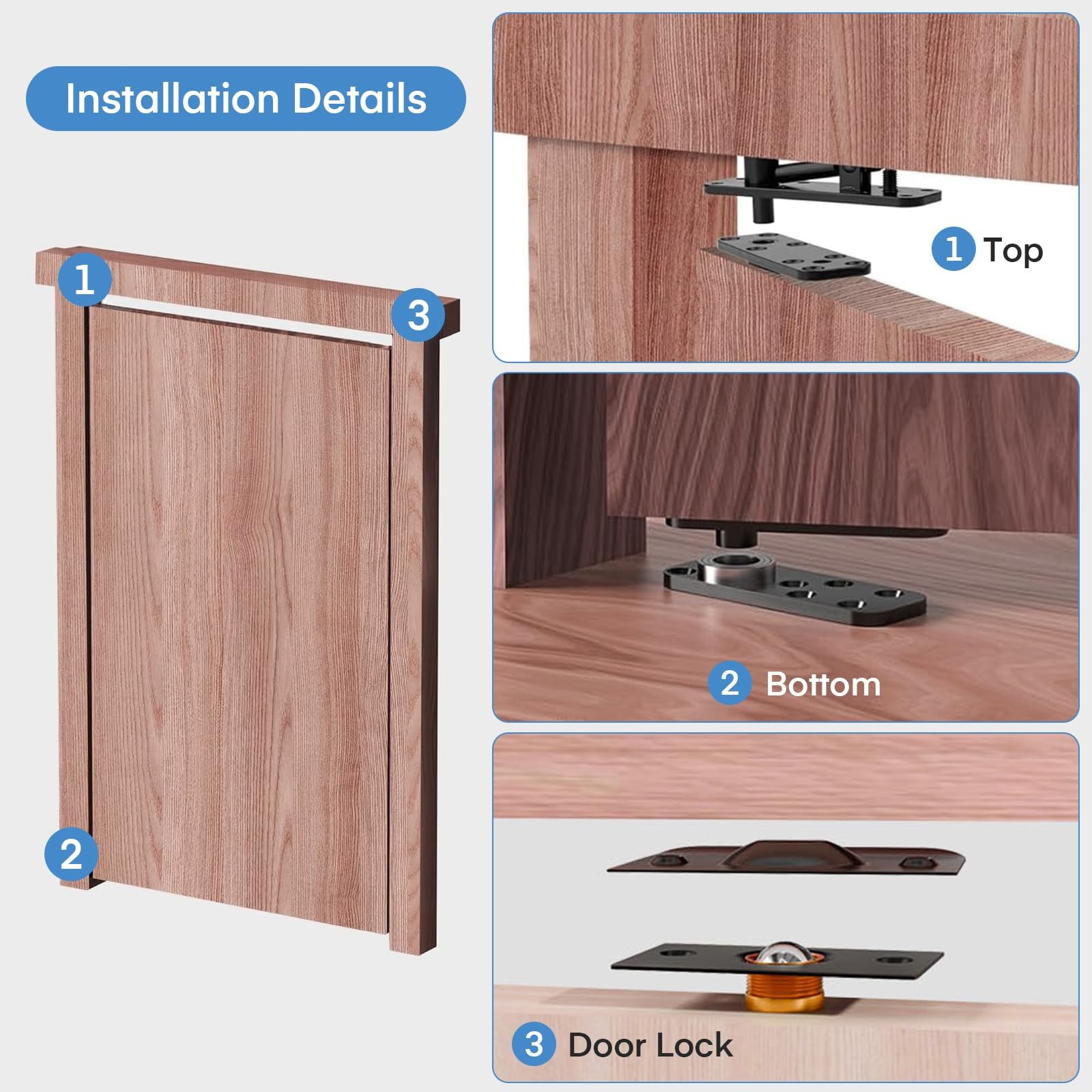 Thicker Hidden Door Hinge,570LBS Load-Bearing Heavy Duty Pivot Door Hinges,Bl...