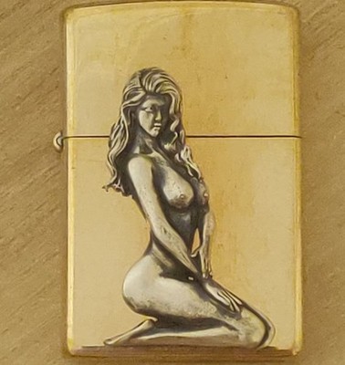 1 piece Lighter accessories Brass Sexy profile girl Statue DIY sticker